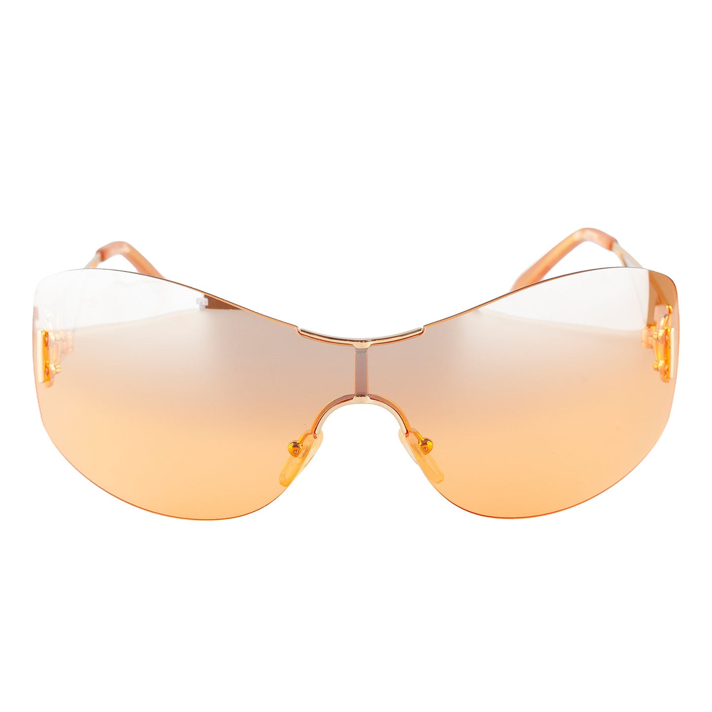 Christian Dior "Diorella" Orange Shield Golden Sunglasses