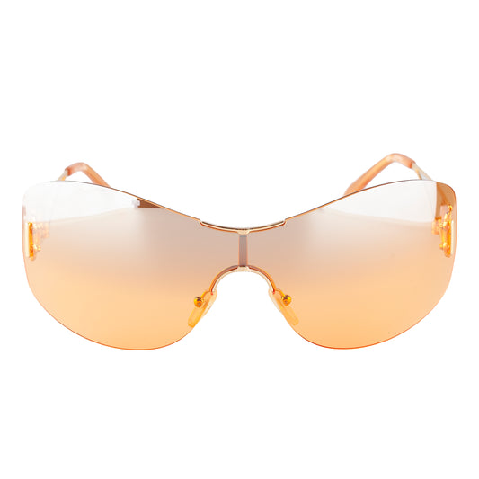 Christian Dior "Diorella" Orange Shield Golden Sunglasses