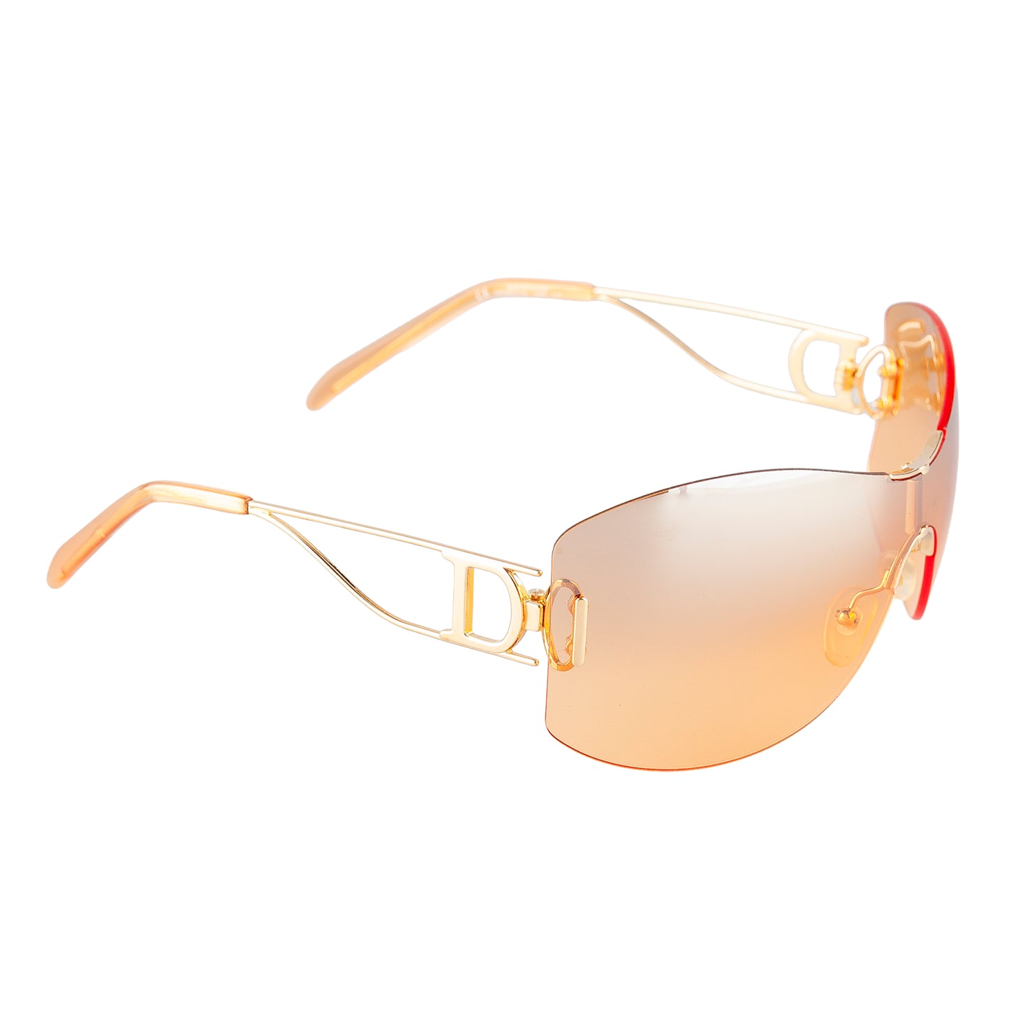 Christian Dior "Diorella" Orange Shield Golden Sunglasses