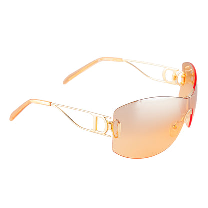 Christian Dior "Diorella" Orange Shield Golden Sunglasses