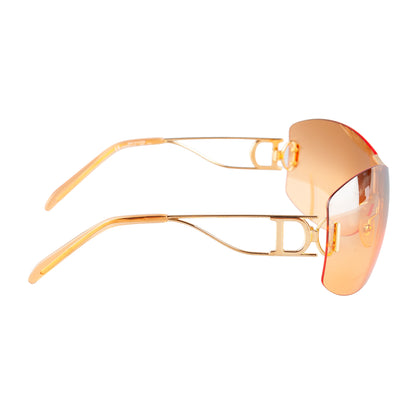 Christian Dior "Diorella" Orange Shield Golden Sunglasses