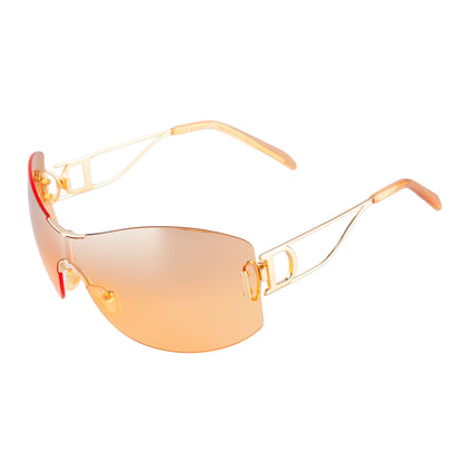 Christian Dior "Diorella" Orange Shield Golden Sunglasses
