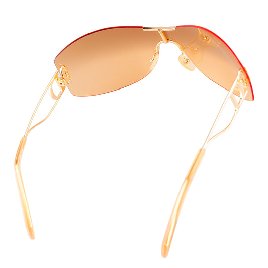 Christian Dior "Diorella" Orange Shield Golden Sunglasses