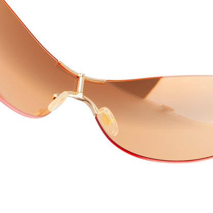 Christian Dior "Diorella" Orange Shield Golden Sunglasses