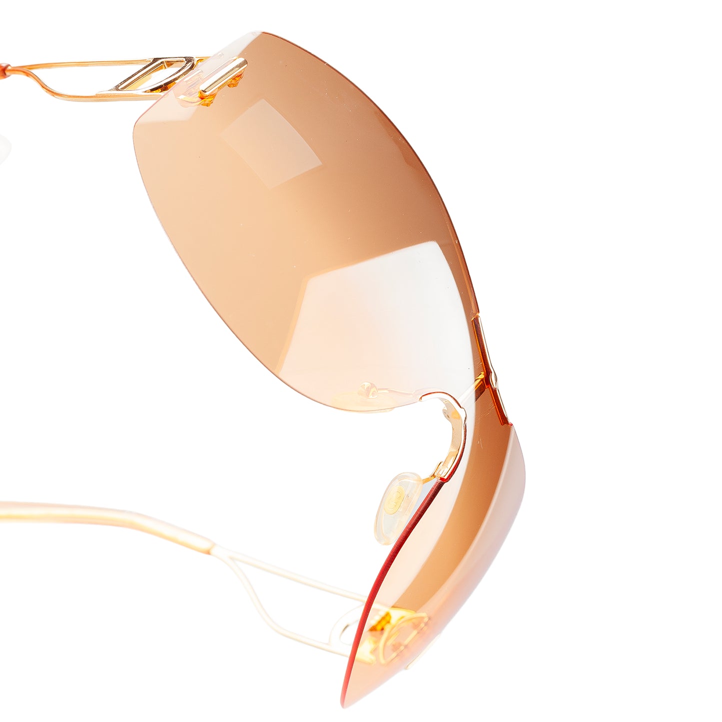Christian Dior "Diorella" Orange Shield Golden Sunglasses