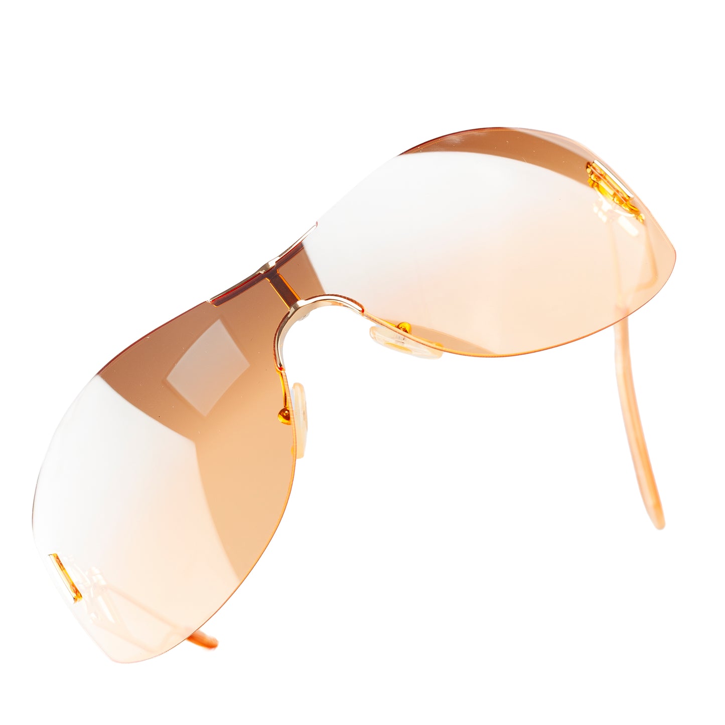 Christian Dior "Diorella" Orange Shield Golden Sunglasses