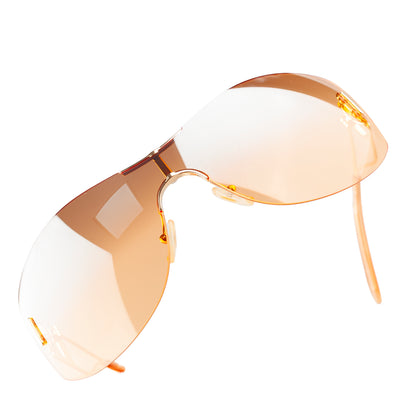 Christian Dior "Diorella" Orange Shield Golden Sunglasses