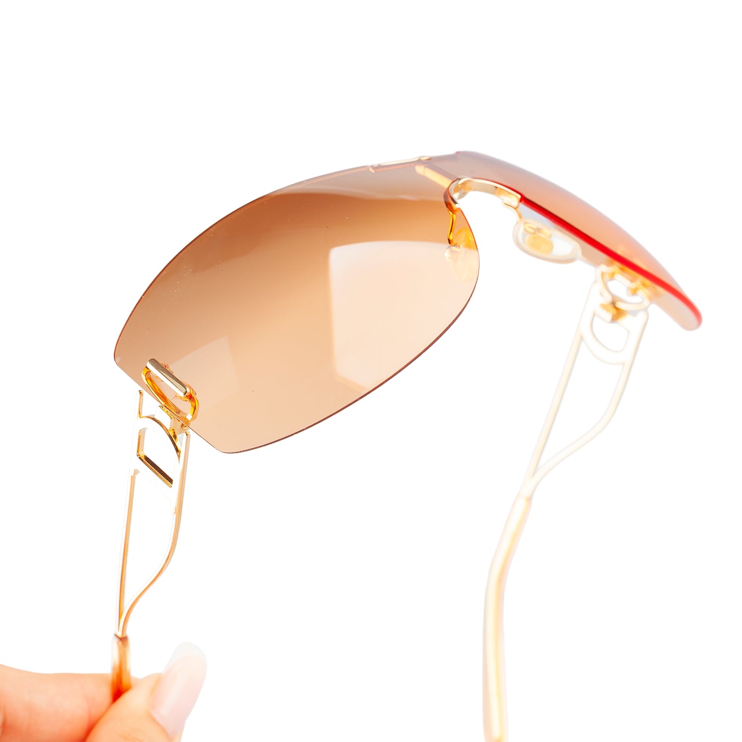 Christian Dior "Diorella" Orange Shield Golden Sunglasses