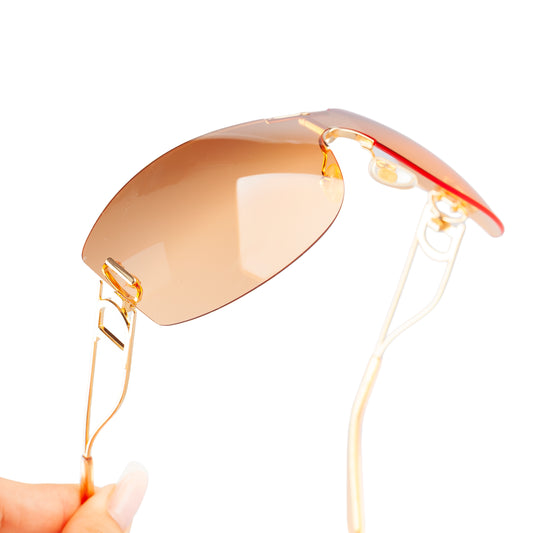 Christian Dior "Diorella" Orange Shield Golden Sunglasses