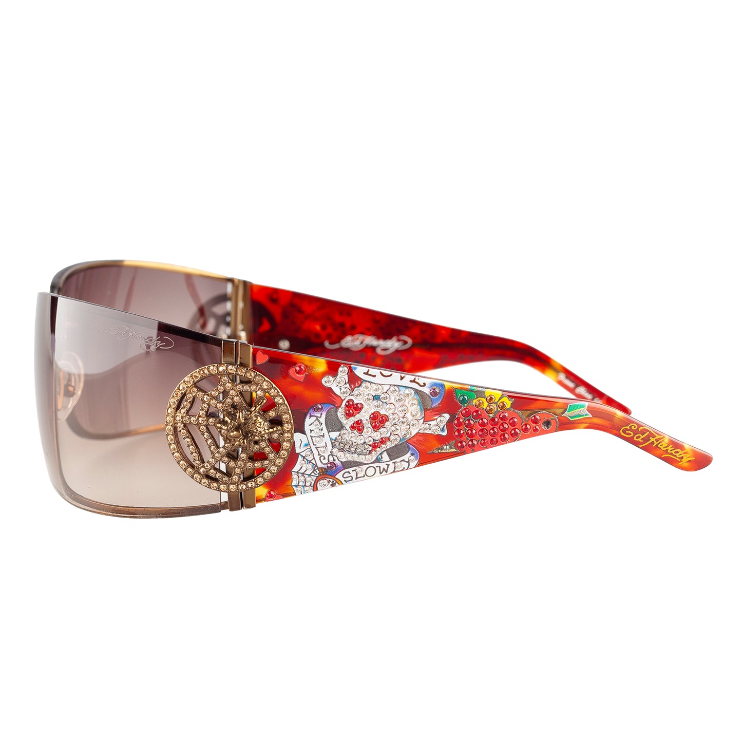Ed Hardy by Christian Audigier EHS039 Tortoise Spider Web Vintage Tattoo Sunglasses