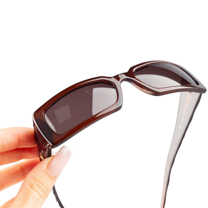 Chanel 5046 Brown Rectangle Quilted Padded Arms Sunglasses