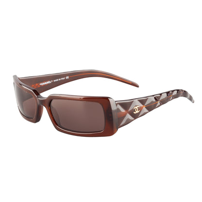 Chanel 5046 Brown Rectangle Quilted Padded Arms Sunglasses