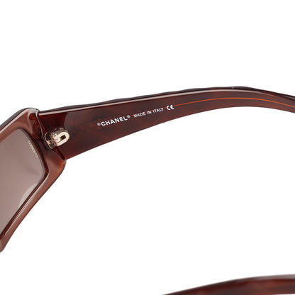 Chanel 5046 Brown Rectangle Quilted Padded Arms Sunglasses