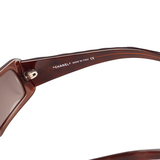 Chanel 5046 Brown Rectangle Quilted Padded Arms Sunglasses