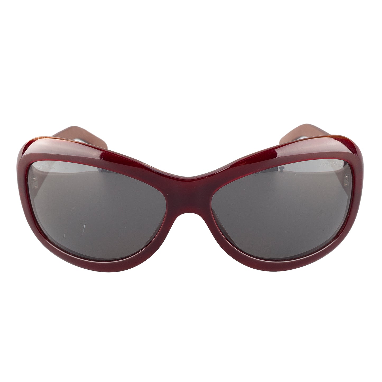 Chanel 5116-Q c.650/87 Brown Rectangle Quilted Leather Padded Arms Sunglasses