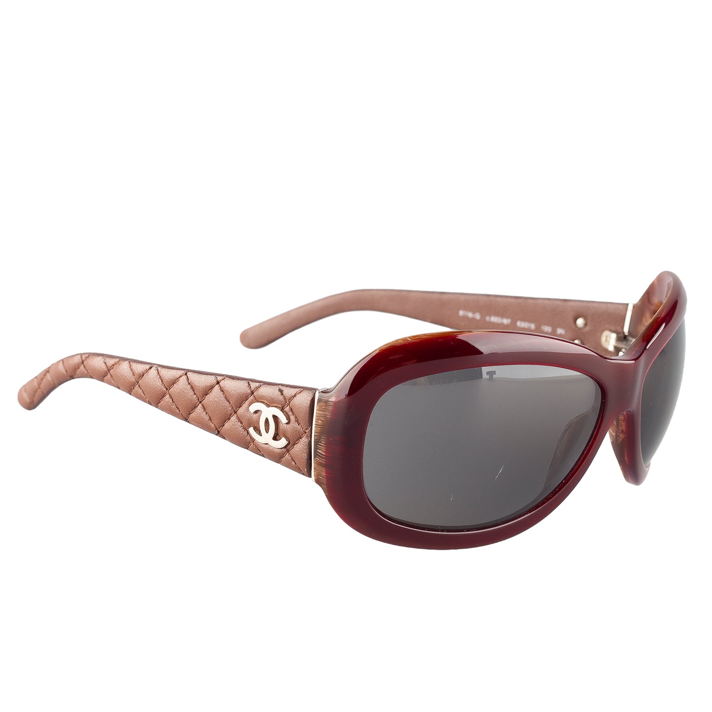 Chanel 5116-Q c.650/87 Brown Rectangle Quilted Leather Padded Arms Sunglasses