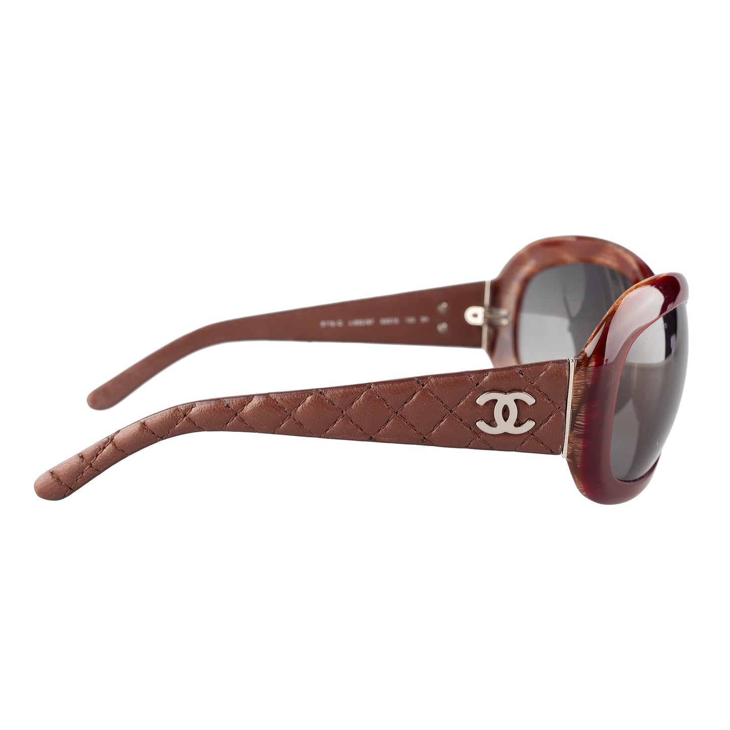 Chanel 5116-Q c.650/87 Brown Rectangle Quilted Leather Padded Arms Sunglasses