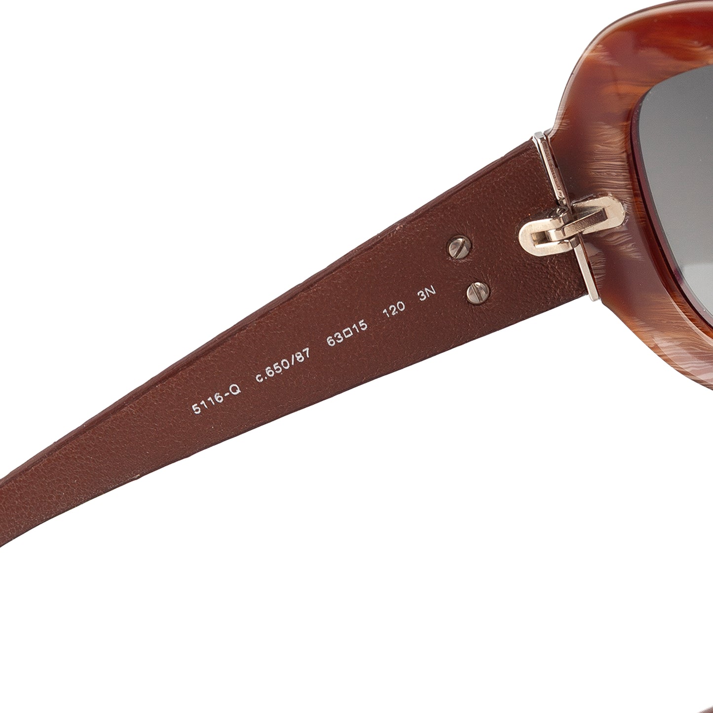 Chanel 5116-Q c.650/87 Brown Rectangle Quilted Leather Padded Arms Sunglasses