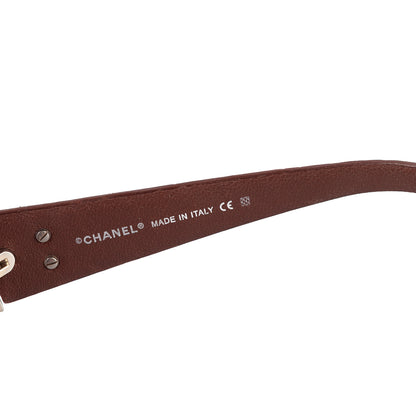 Chanel 5116-Q c.650/87 Brown Rectangle Quilted Leather Padded Arms Sunglasses
