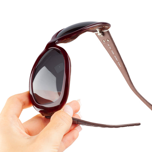 Chanel 5116-Q c.650/87 Brown Rectangle Quilted Leather Padded Arms Sunglasses