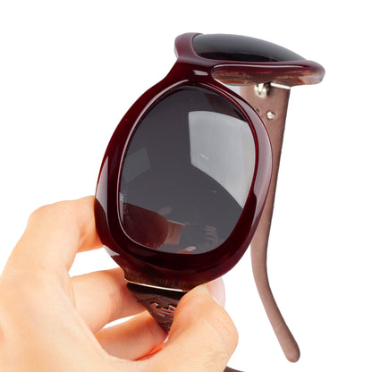 Chanel 5116-Q c.650/87 Brown Rectangle Quilted Leather Padded Arms Sunglasses