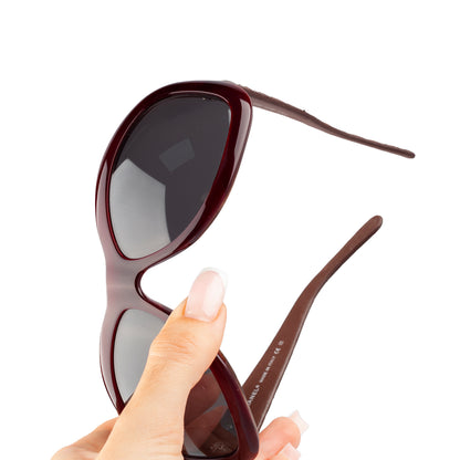 Chanel 5116-Q c.650/87 Brown Rectangle Quilted Leather Padded Arms Sunglasses