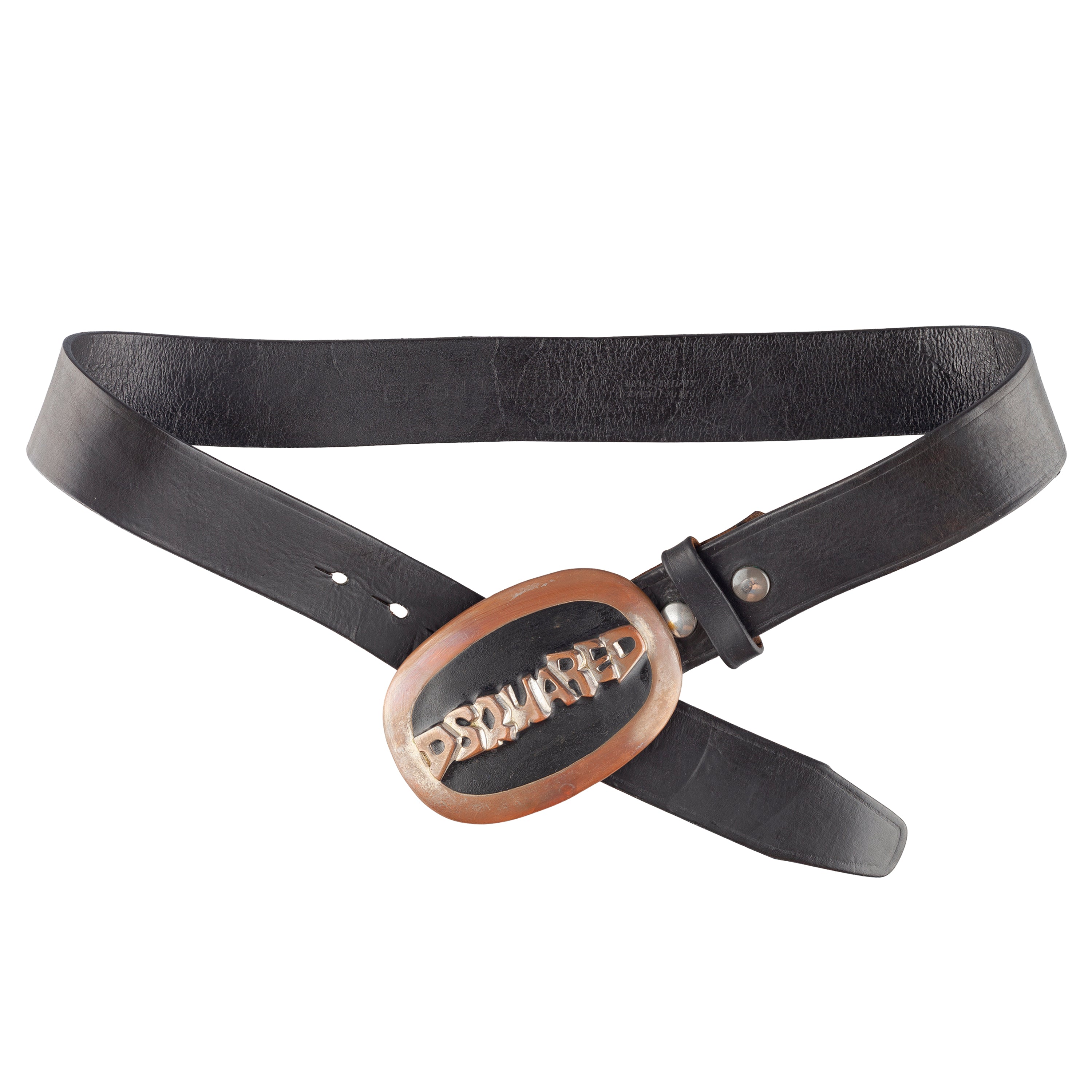 DSQUARED2 Black Leather Metallic Belt