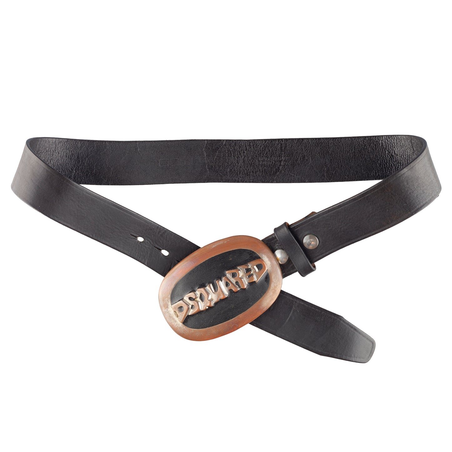 DSQUARED2 Black Leather Metallic Belt