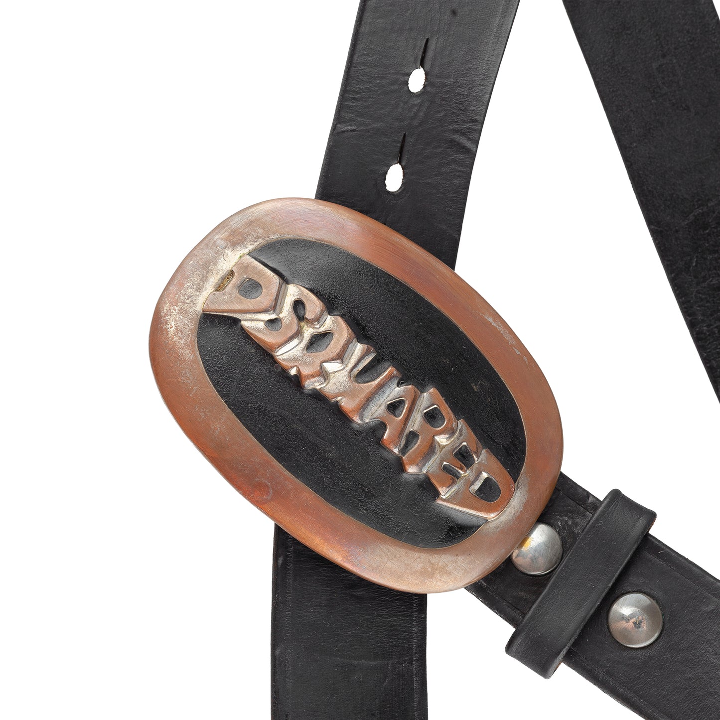 DSQUARED2 Black Leather Metallic Belt