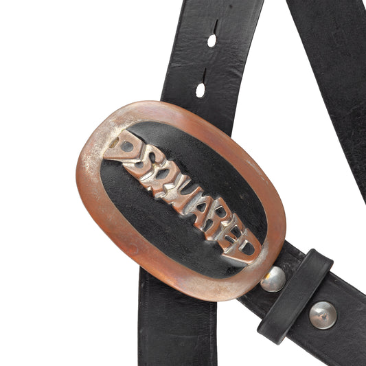 DSQUARED2 Black Leather Metallic Belt