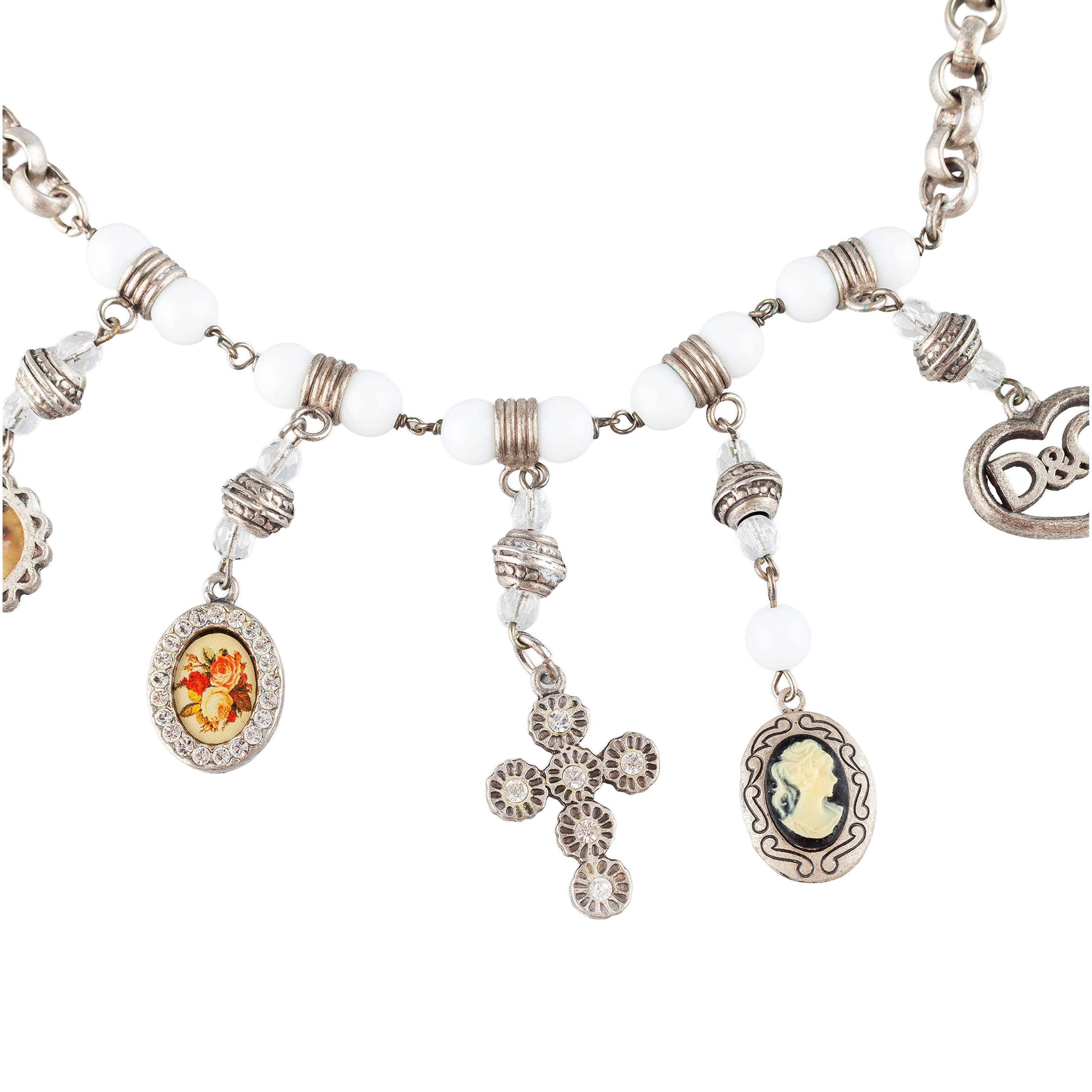 Dolce & Gabbana Multi Pendants Pearl Cross Necklace