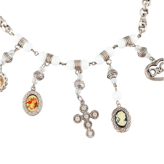 Dolce & Gabbana Multi Pendants Pearl Cross Necklace