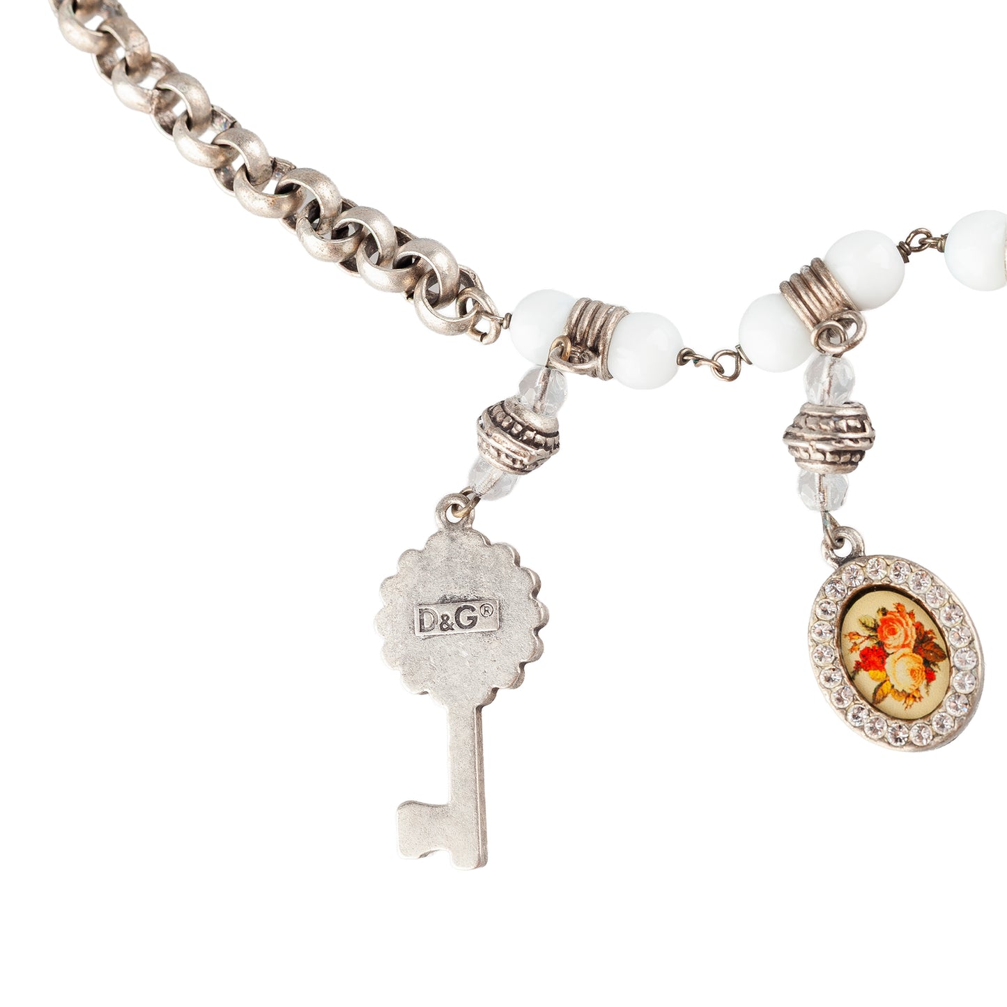 Dolce & Gabbana Multi Pendants Pearl Cross Necklace