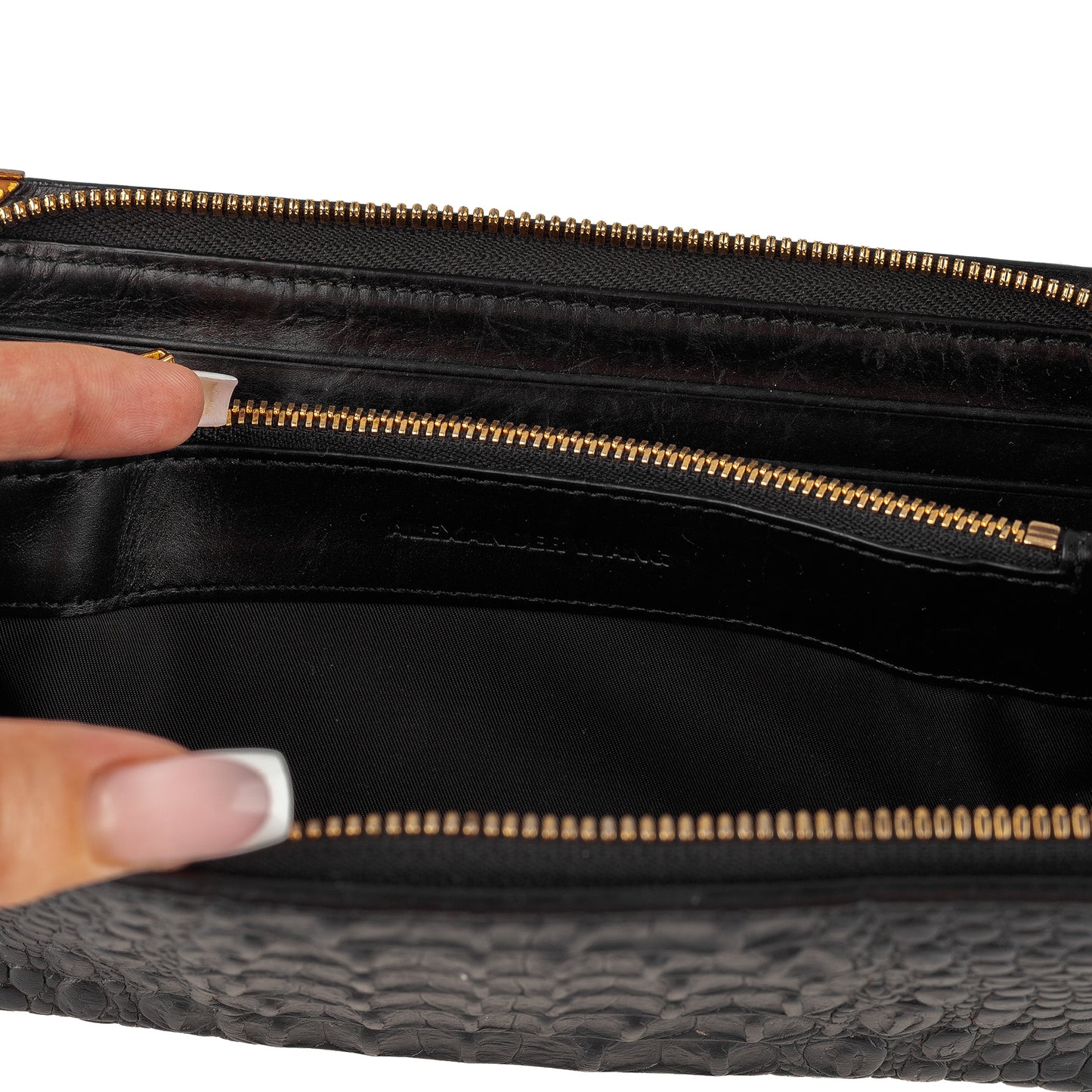 Alexander Wang Crocodile Leather Print Zip Wallet