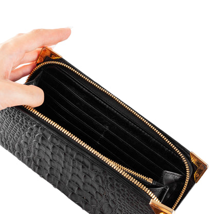Alexander Wang Crocodile Leather Print Zip Wallet
