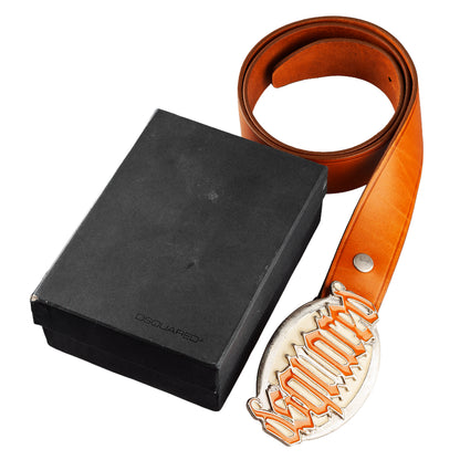 DSQUARED2 Brown/Orange Leather Metallic Belt