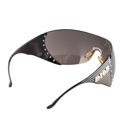 Christian Dior "Bike 4" Black Wrap Shield Sunglasses