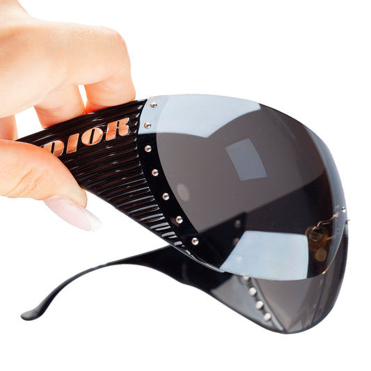 Christian Dior "Bike 4" Black Wrap Shield Sunglasses