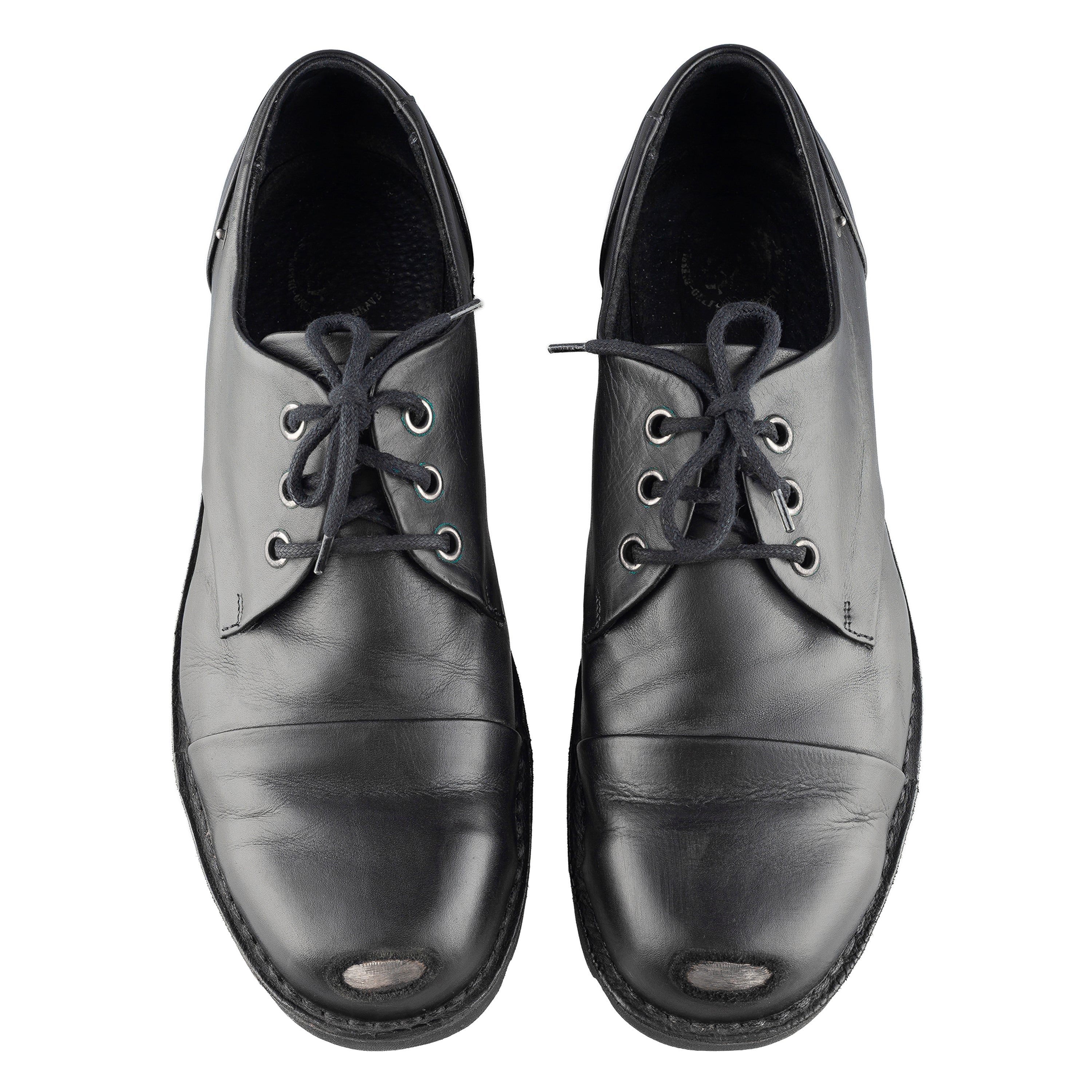 Diesel Hardkor Steel Low Black Leather Cap Toe Shoes