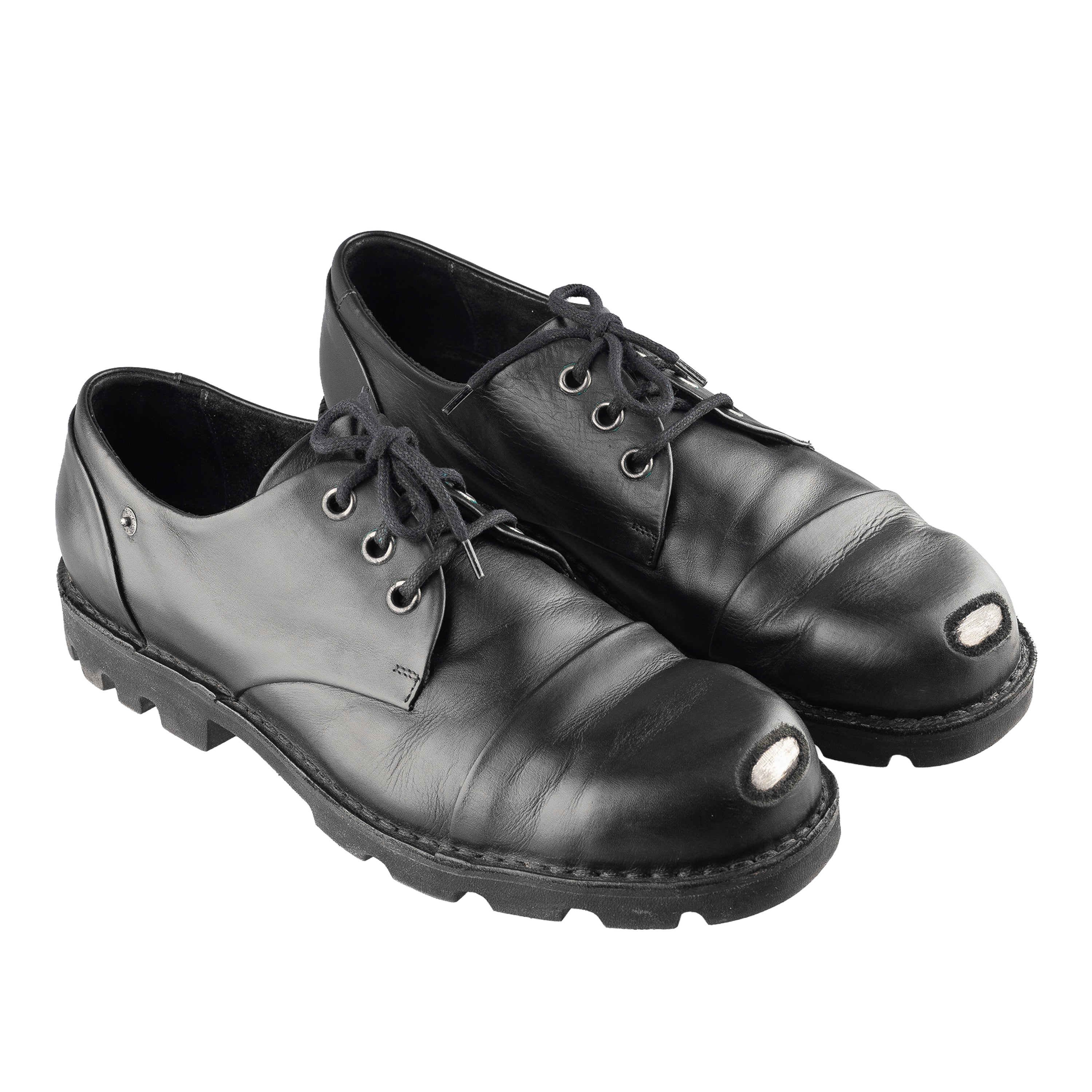 Diesel Hardkor Steel Low Black Leather Cap Toe Shoes