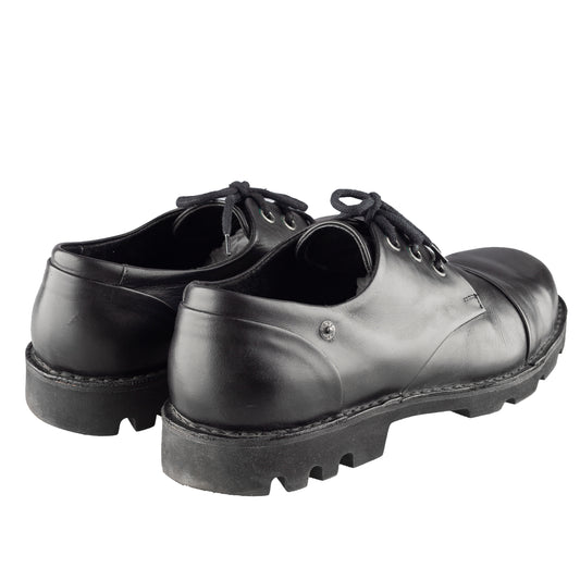 Diesel Hardkor Steel Low Black Leather Cap Toe Shoes