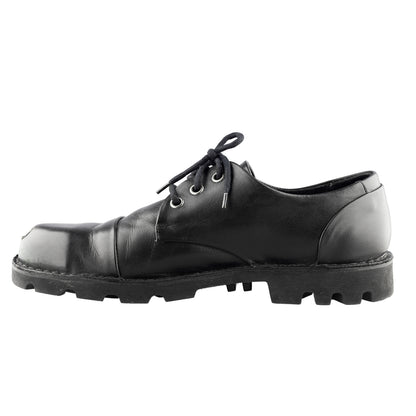 Diesel Hardkor Steel Low Black Leather Cap Toe Shoes