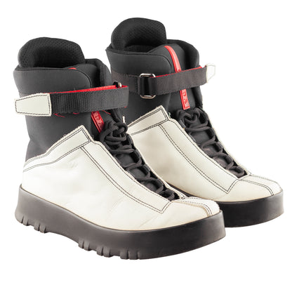 Prada Sport Linea Rossa Beige Lace Up Leather Ankle Snow Boots