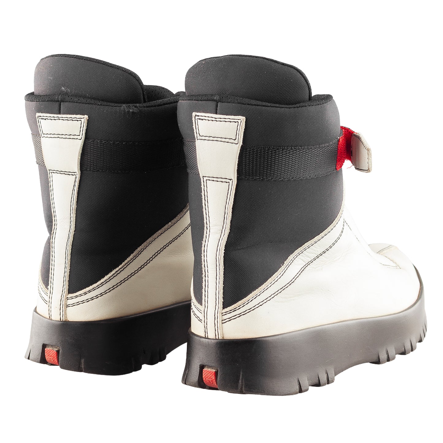 Prada Sport Linea Rossa Beige Lace Up Leather Ankle Snow Boots