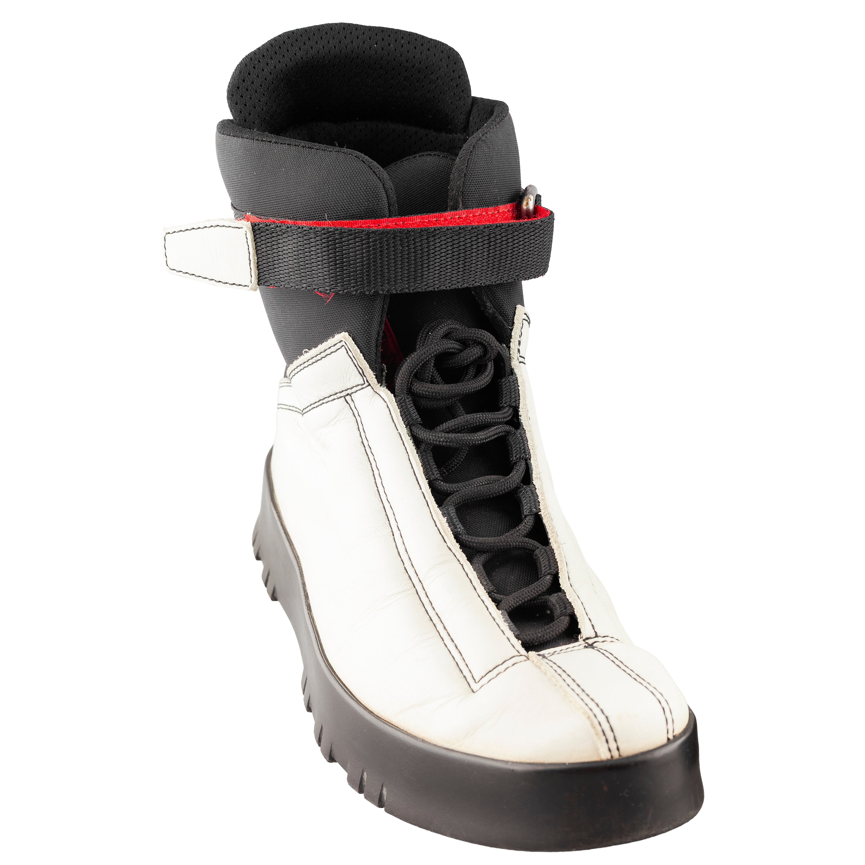 Prada Sport Linea Rossa Beige Lace Up Leather Ankle Snow Boots