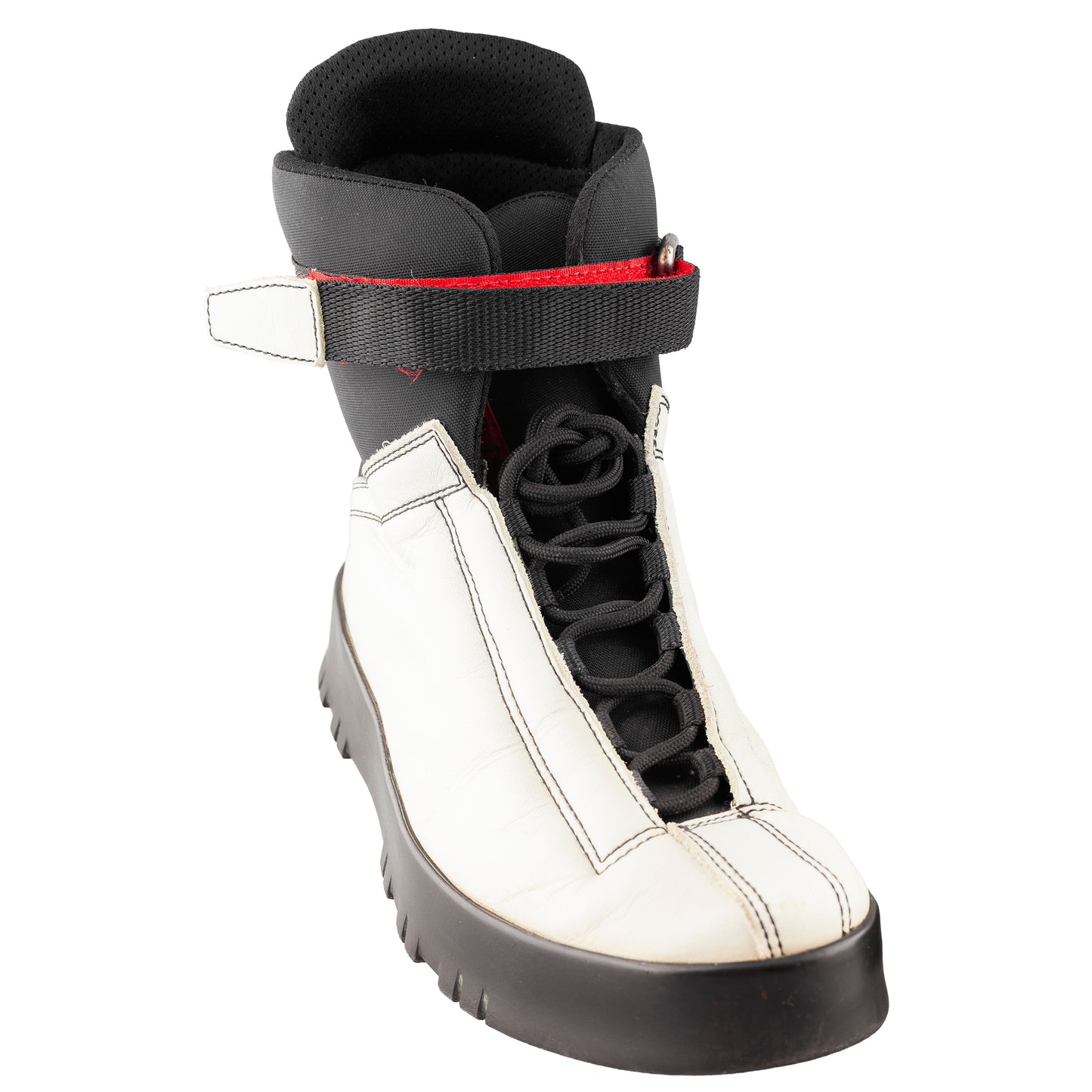 Prada Sport Linea Rossa Beige Lace Up Leather Ankle Snow Boots