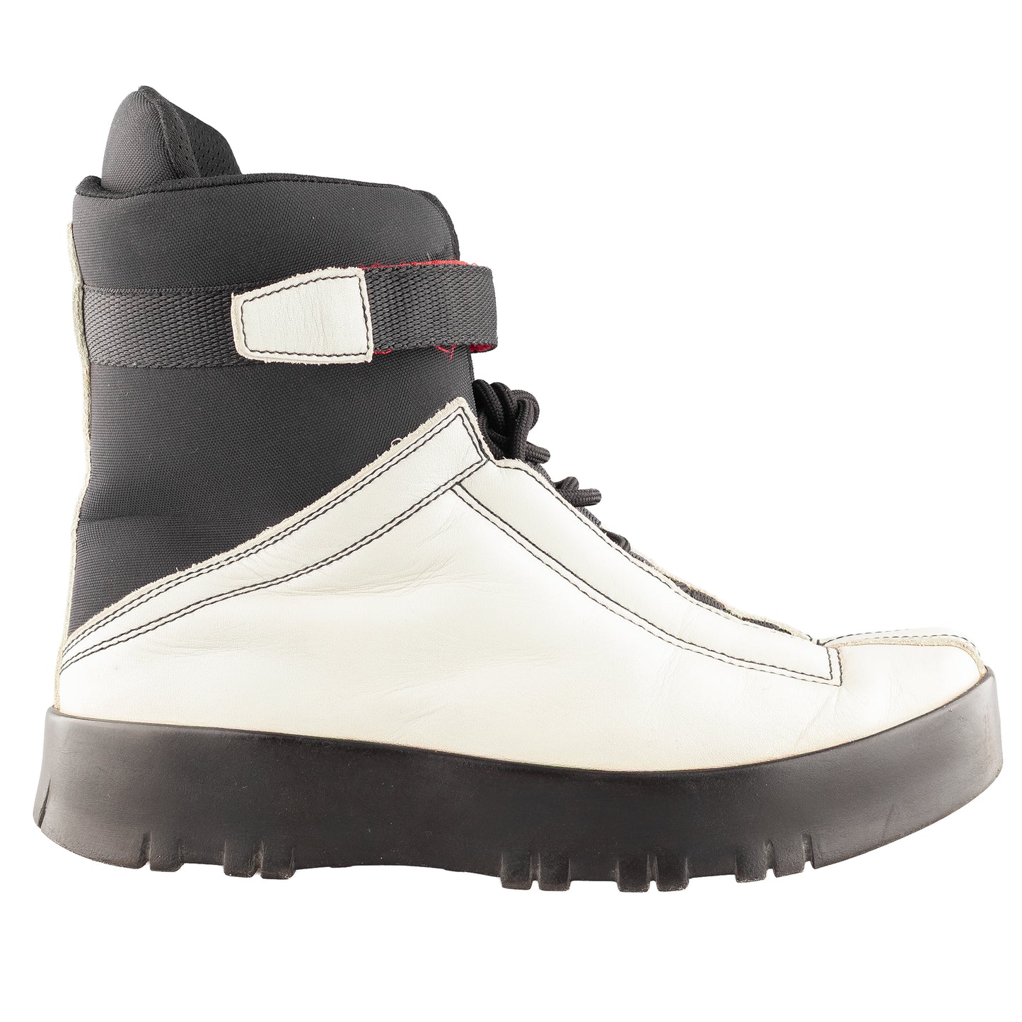 Prada Sport Linea Rossa Beige Lace Up Leather Ankle Snow Boots
