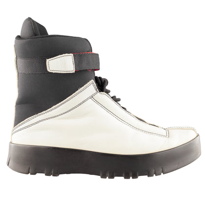 Prada Sport Linea Rossa Beige Lace Up Leather Ankle Snow Boots