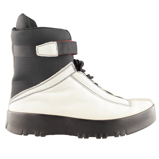 Prada Sport Linea Rossa Beige Lace Up Leather Ankle Snow Boots