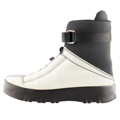 Prada Sport Linea Rossa Beige Lace Up Leather Ankle Snow Boots